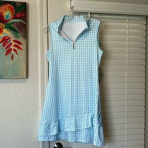 Blue and White Sleeveless Dress